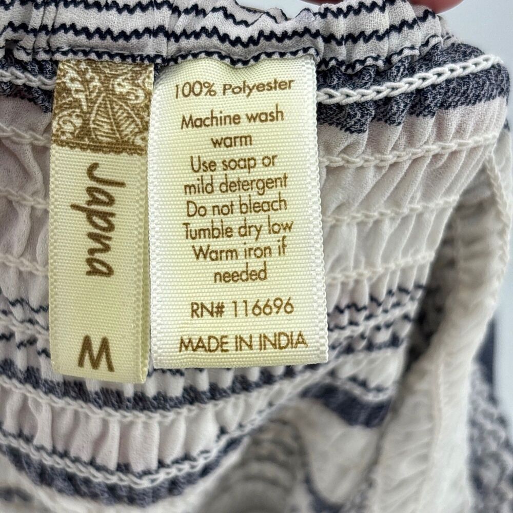 Japna navy Striped Sleeveless Smocked wide leg Jumpsuit M‎ coastal beach Resort - Picture 8 of 8